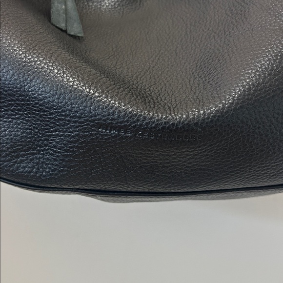 AIMEE KESTENBERG CORFU PLEATED BLACK LEATHER CRESENT HOBO BAG - Picture 2 of 7